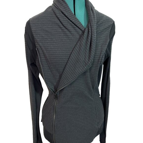 Lululemon Bhakti Yoga Jacket Luon Pique Black Dark‎ Slate / Black Size 6 W4F02S - Picture 7 of 13
